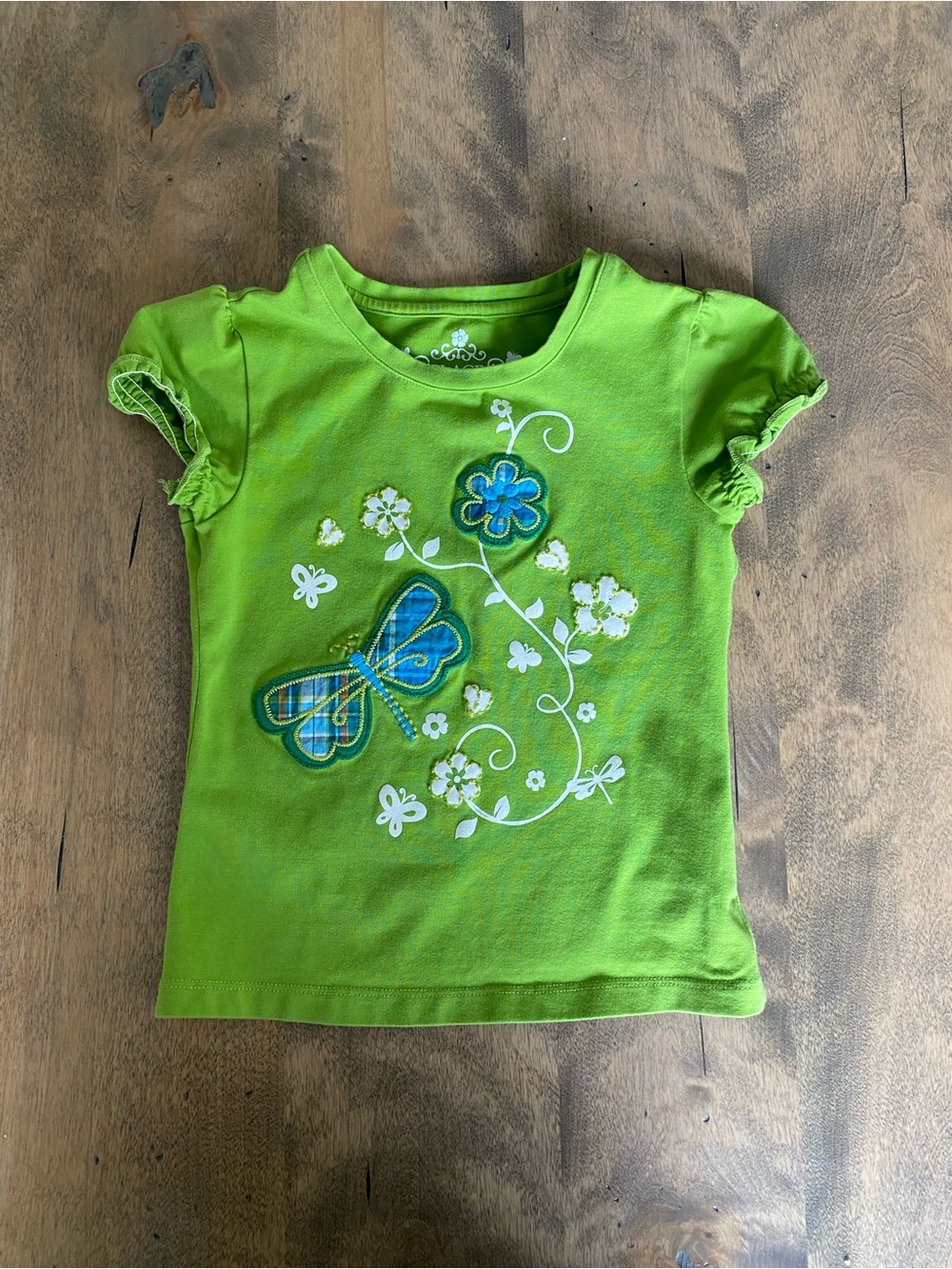 Girls' Green Floral & Butterfly Tee